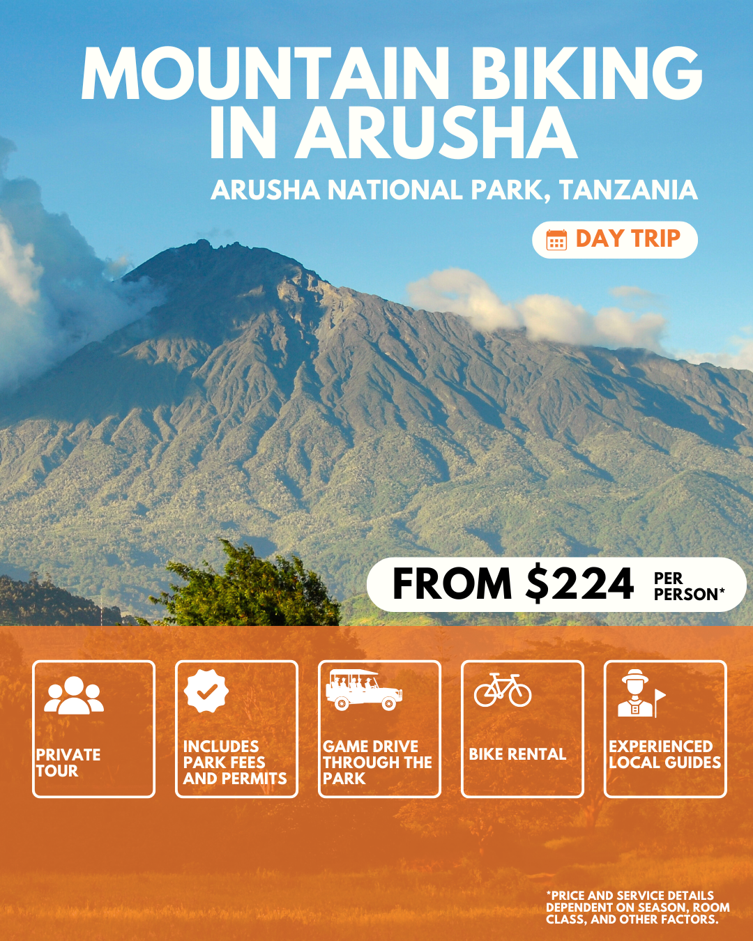 Day Trip Mountain Biking in Arusha National Park
